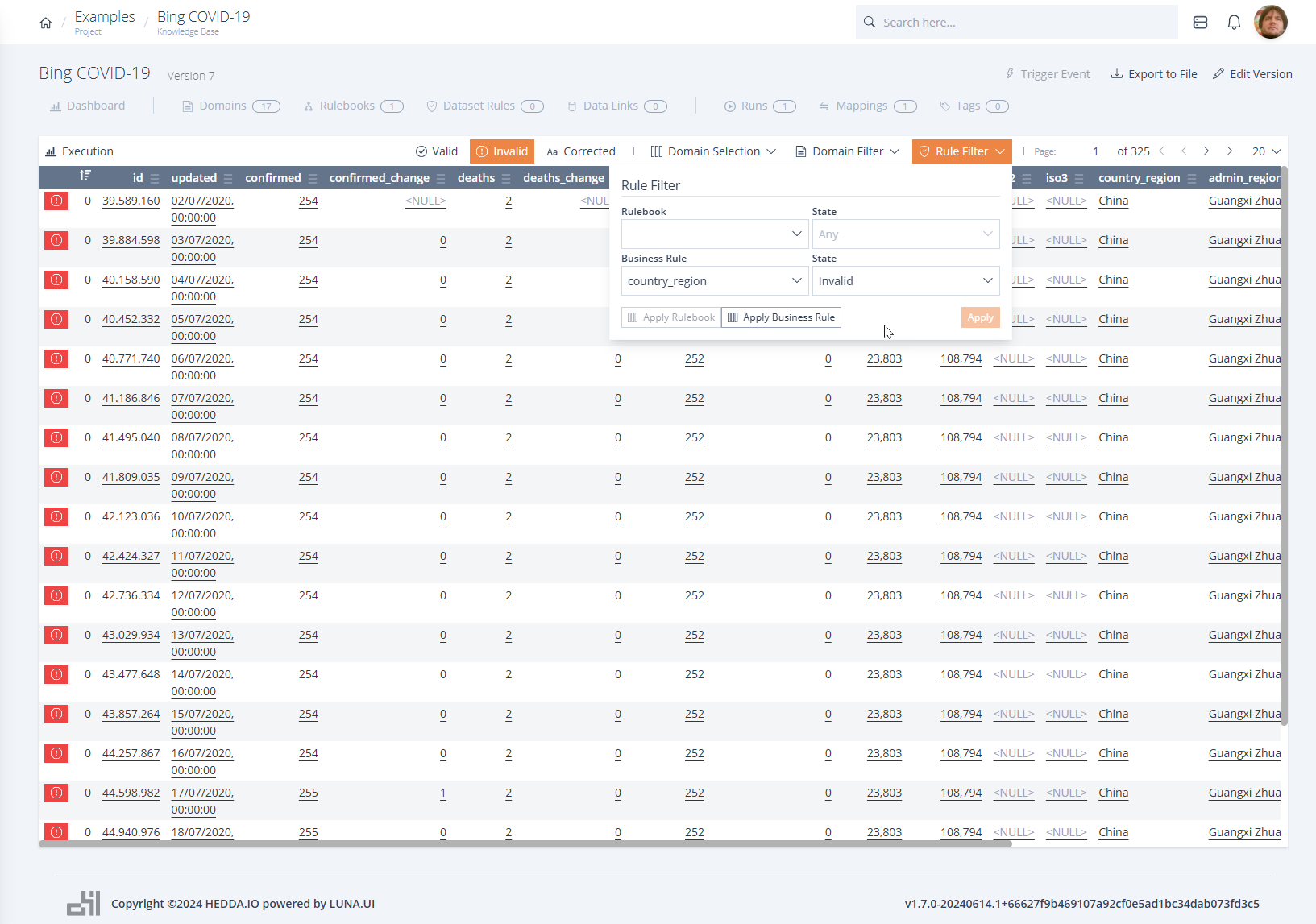 HEDDA.IO Example COVID-19